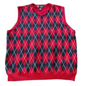Y2K Chaps Argyle Sweater Vest Preppy Dark Academia Grandpacore Size Large